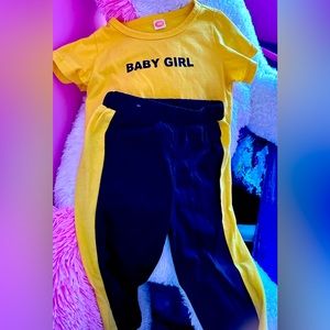 3T black and yellow pants with shirt